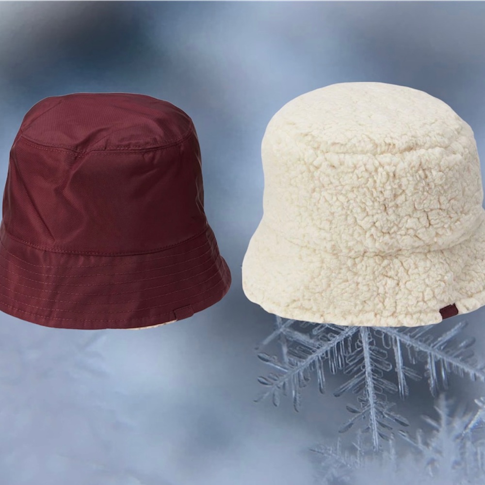VIctoria's Secret PINK  Burgundy  REVERSIBLE SHERPA BUCKET HAT
